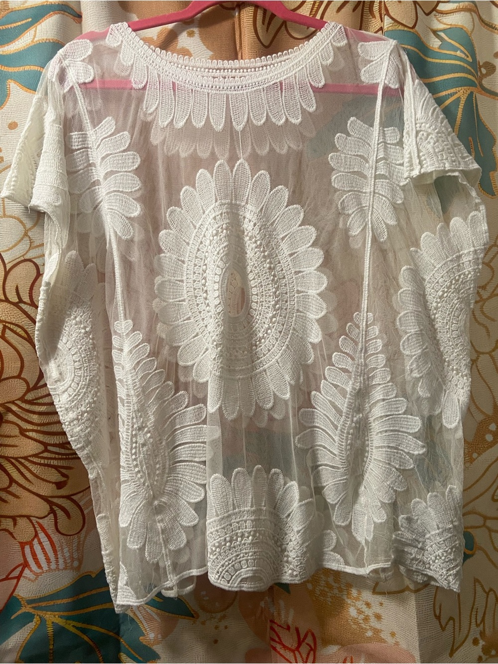 Cupshe White Sheer Embroidered Tunic Top